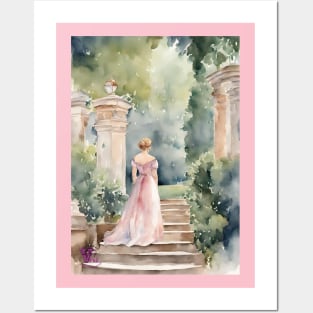 Lady in pink dress Posters and Art